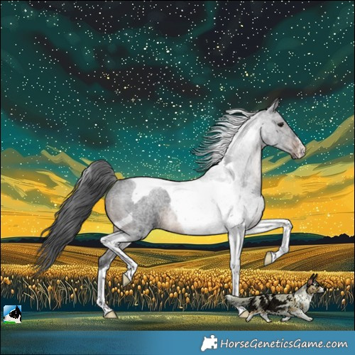 Horse Color:Brown Roan Merle Tobiano Rabicano