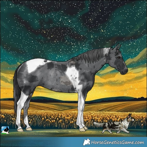 Horse Color:Black Merle Tobiano Rabicano 