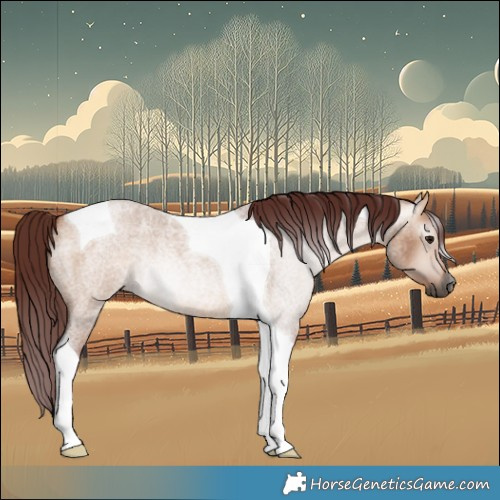 Horse Color:Gray Chocolate Bay Roan Dun Tobiano 