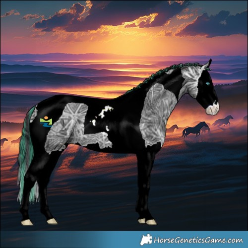 Horse Color:Painted Black Ice Splash Tobiano Rabicano