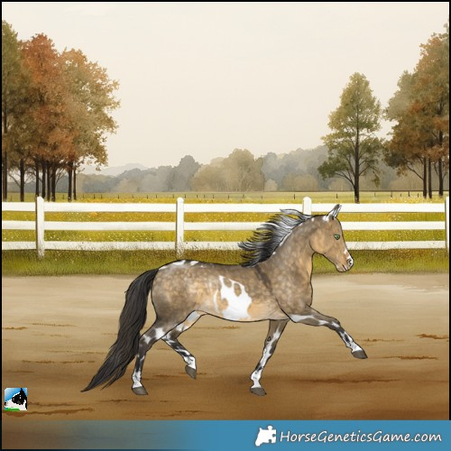 Horse Color:Buckskin Dun Skewed LP Spotted Rabicano 