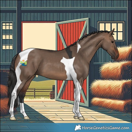 Horse Color:Brown Dun Tobiano 
