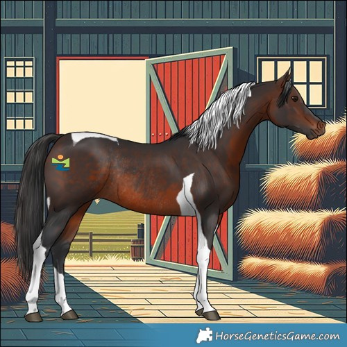 Horse Color:Brown Tobiano Rabicano