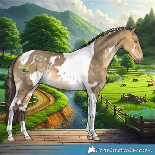 Horse Color:White Spotted Buckskin Dun Tobiano 