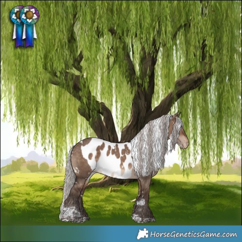Horse Color:White Spotted Silver Brown Dun Tobiano Skewed LP Spotted 