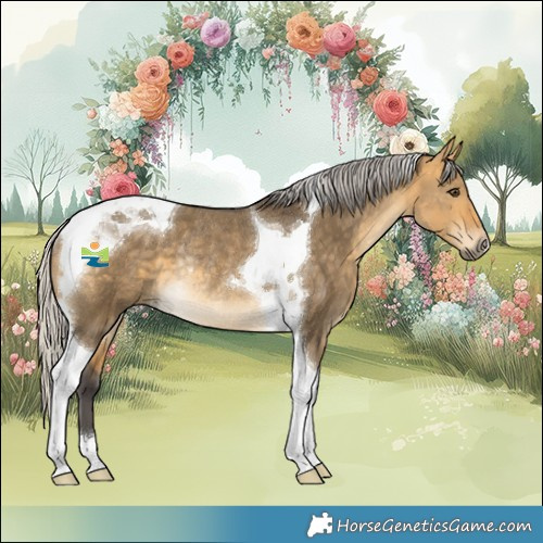 Horse Color:Silver Buckskin Dun Tobiano Rabicano 
