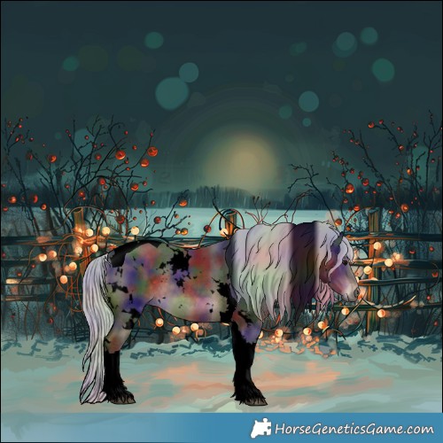 Horse Color:Void Nacre White Spotted Silver Brown Tobiano