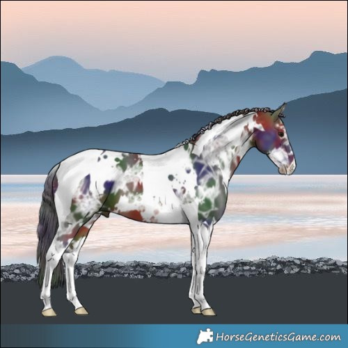 Horse Color:Nacre White Spotted Bay Ice Tobiano