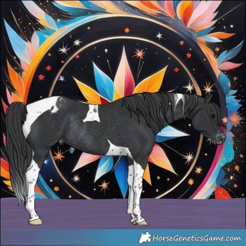 Horse Color:Black Tobiano Varnish Rabicano