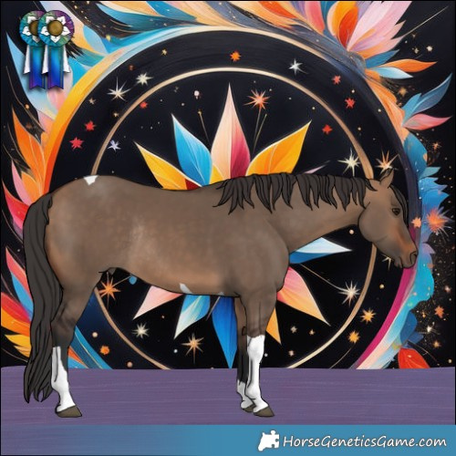 Horse Color:Bay Dun Tobiano Rabicano