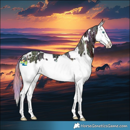 Horse Color:Nacre Watercolor White Spotted Black Ice Pearl Splash
