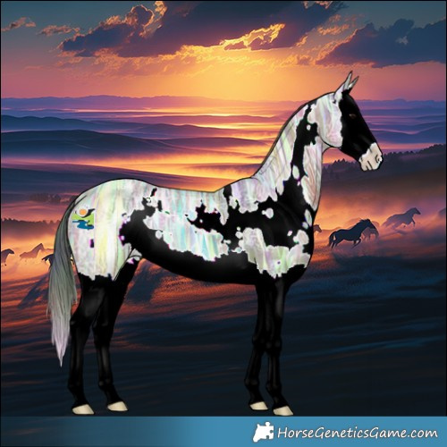 Horse Color:Nacre White Spotted Grullo Ice Splash Rabicano