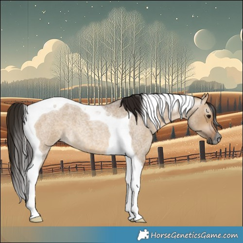 Horse Color:Gray Bay Roan Dun Tobiano