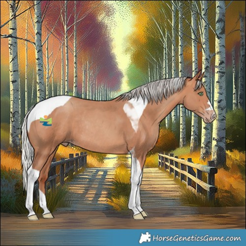 Horse Color:Silver Amber Champagne Tobiano Rabicano