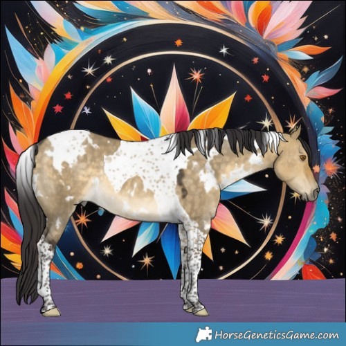 Horse Color:White Spotted Buckskin Dun Tobiano Rabicano