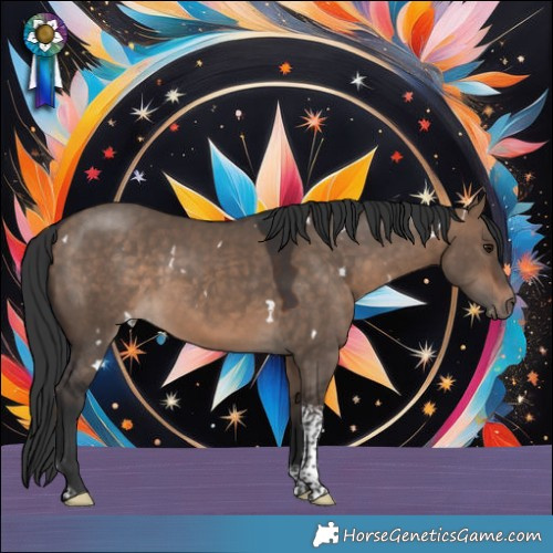 Horse Color:White Spotted Bay Dun Tobiano Rabicano
