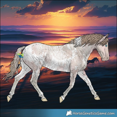 Horse Color:Watercolor White Spotted Buckskin Ice Pearl