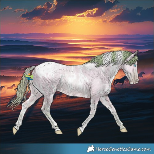 Horse Color:Watercolor White Spotted Buckskin Ice Pearl Dun