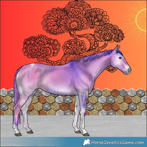 Horse Color:Watercolor Grullo Onyx Tobiano Brindle