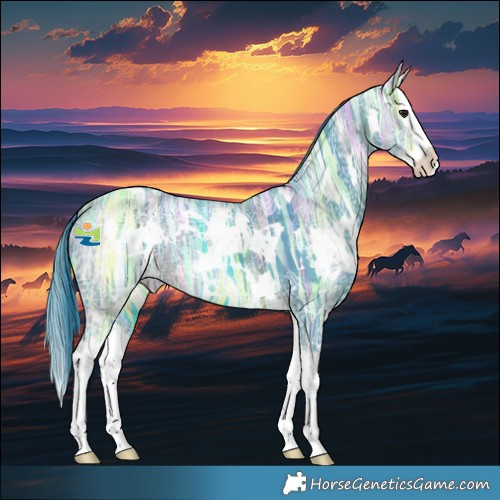 Horse Color:Watercolor White Spotted Brown Ice Splash