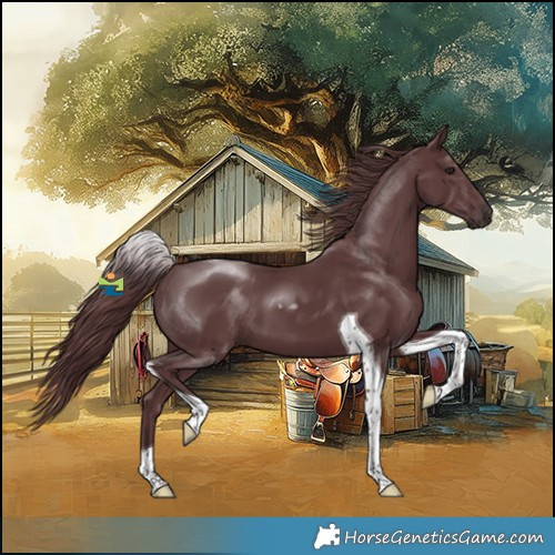 Horse Color:Chocolate Black Chinchilla Tobiano