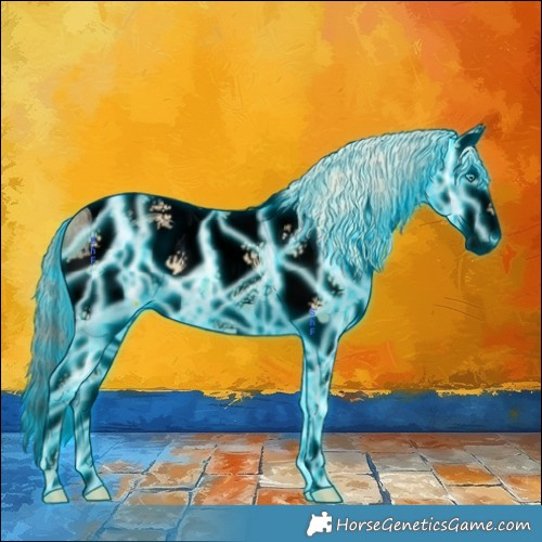 Horse Color:Void Thunderstruck Chocolate Palomino Dun Splash Tobiano 