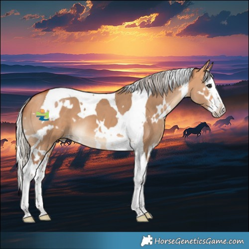 Horse Color:White Spotted Silver Bay Dun Splash Tobiano 