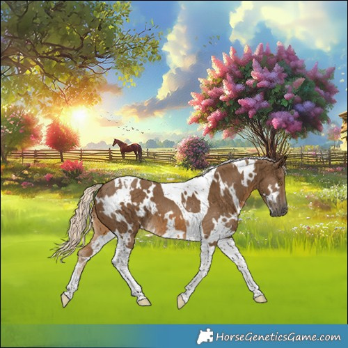 Horse Color:White Spotted Chocolate Palomino Tobiano 