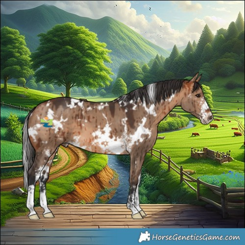 Horse Color:White Spotted Bay Dun Sabino Brindle 