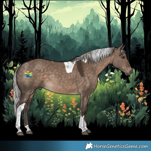 Horse Color:Silver Brown Dun Tobiano Rabicano 