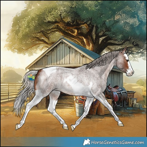 Horse Color:Silver Brown Roan Splash Tobiano