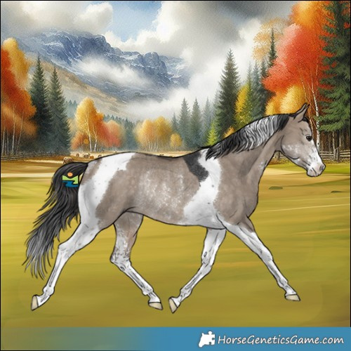 Horse Color:Bay Dun Sabino Tobiano Rabicano 