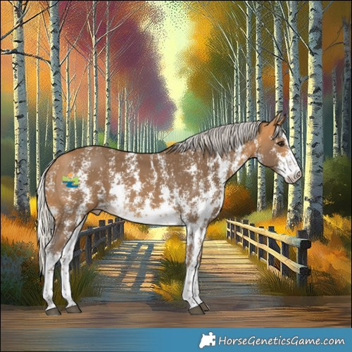 Horse Color:Silver Buckskin Sabino Skewed Appaloosa 