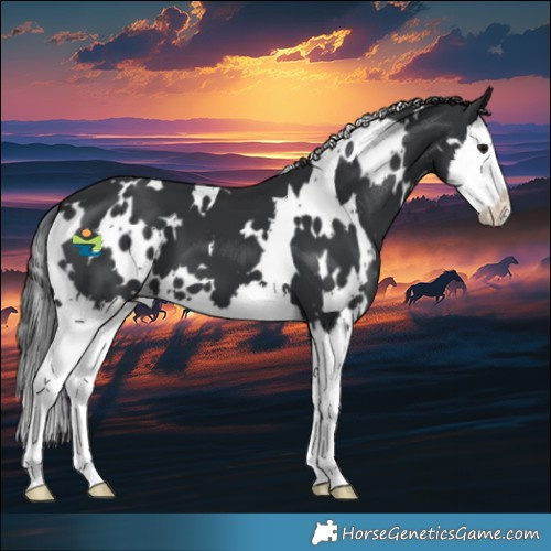 Horse Color:White Spotted Black Splash Varnish