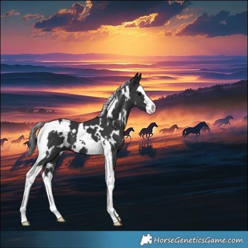 Horse Color:White Spotted Black Splash Tobiano
