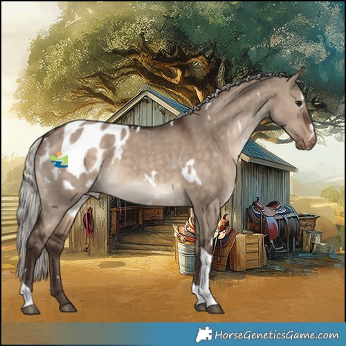Horse Color:White Spotted Silver Brown Dun Tobiano Blanket Rabicano