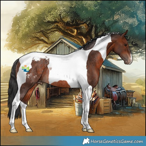 Horse Color:Brown Tobiano Varnish Rabicano 