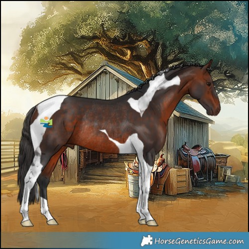 Horse Color:Bay Tobiano Rabicano 