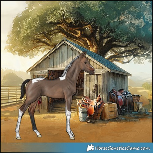 Horse Color:Bay Dun Tobiano Rabicano 