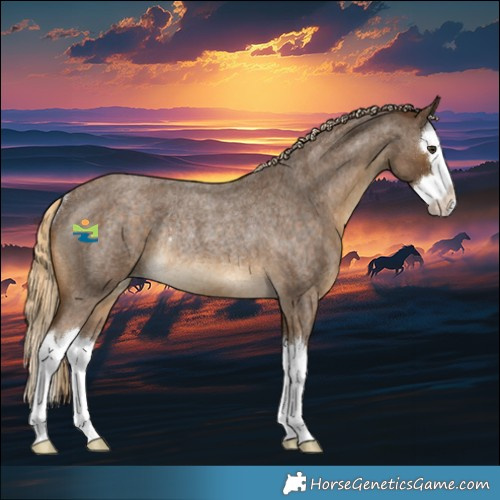 Horse Color:Chocolate Palomino Roan Splash Varnish Rabicano