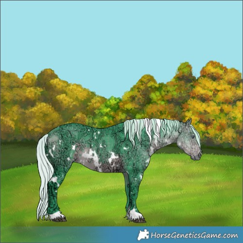 Horse Color:Watercolor White Spotted Silver Buckskin Chinchilla Ice 
