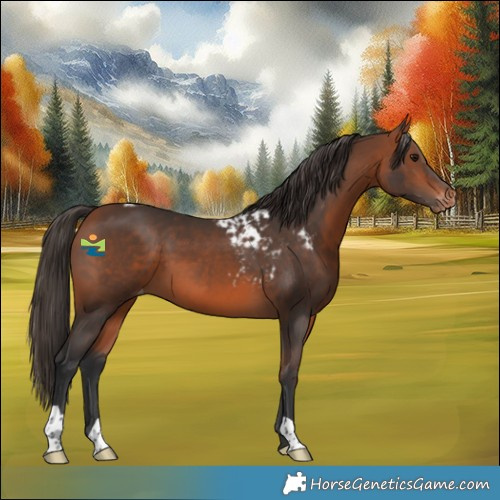 Horse Color:Bay Skewed Appaloosa 