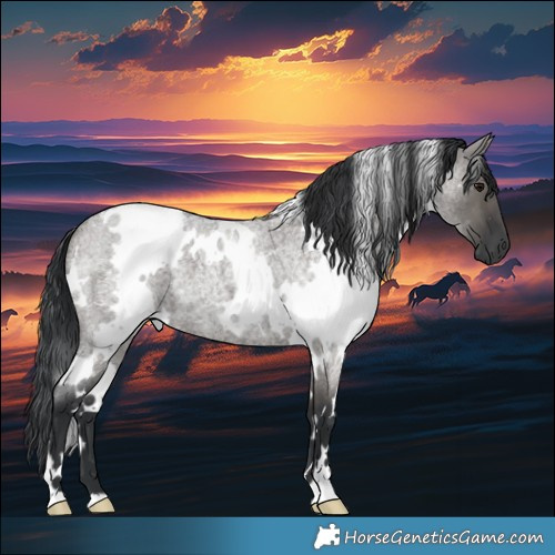 Horse Color:White Spotted Grullo Roan 
