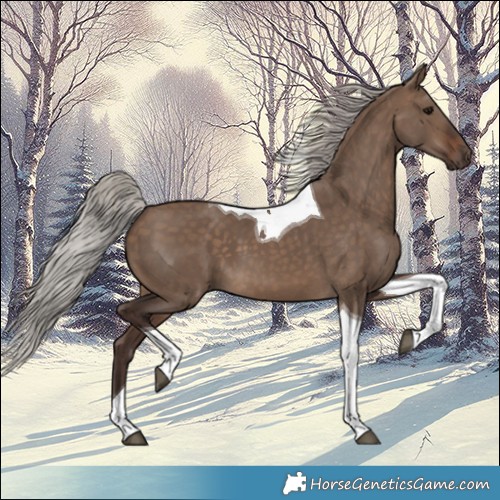 Horse Color:Silver Brown Dun Tobiano