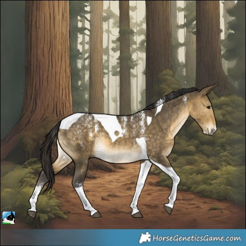 Horse Color:Powder White Buckskin Dun Tobiano Brindle