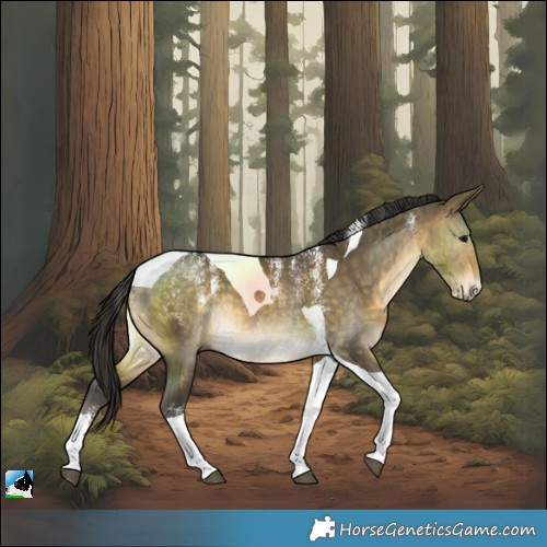 Horse Color:Powder White Buckskin Dun Tobiano Brindle 