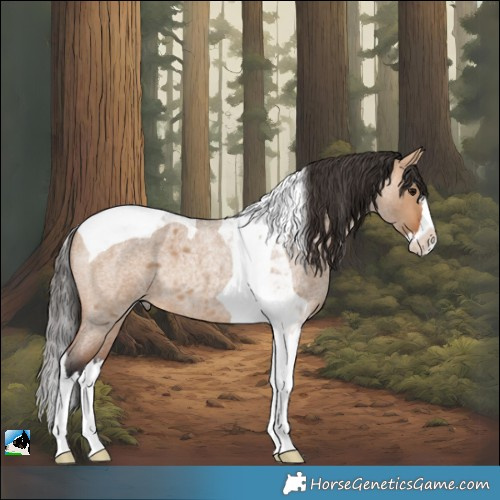 Horse Color:Bay Roan Dun Splash Tobiano 