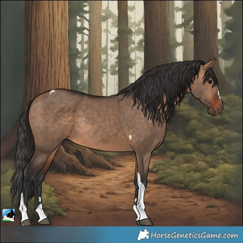 Horse Color:Bay Dun Tobiano Rabicano