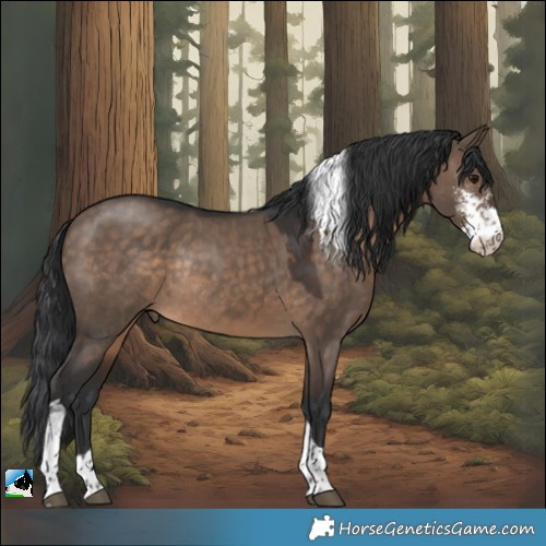 Horse Color:Brown Dun Sabino Tobiano Rabicano