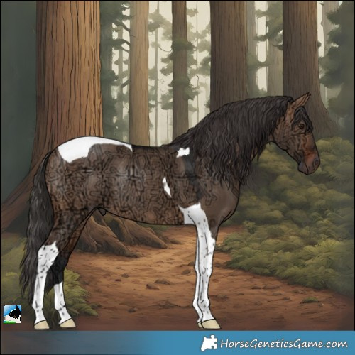 Horse Color:Bay Ice Dun Tobiano Rabicano